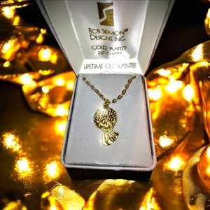 Bob Semon Gold plated 20in exquisite golden angel necklace with beautifu…